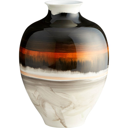 Indian Paint Brush Vase #2 by Cyan Design in black, white, gold. Made from ceramic in a modern style.