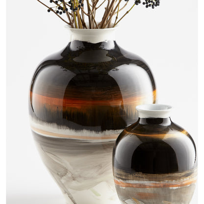 Indian Paint Brush Vase #2 by Cyan Design in black, white, gold. Made from ceramic in a modern style.