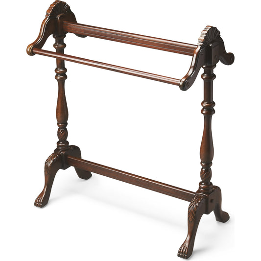 Joanna Blanket Stand by Butler Specialty Company in dark brown and plantation cherry. Made from poplar hardwood solids, resin in a traditional style.