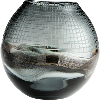 Axiom Vase by Cyan Design in clear, glitter gold. Made from glass in a modern style.