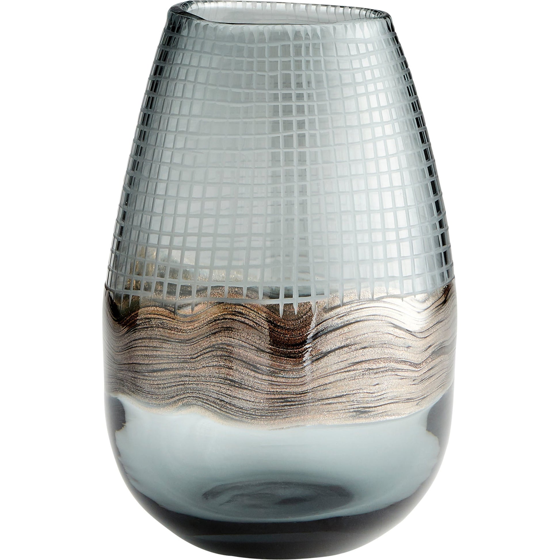 Axiom Vase by Cyan Design in clear, glitter gold. Made from glass in a modern style.