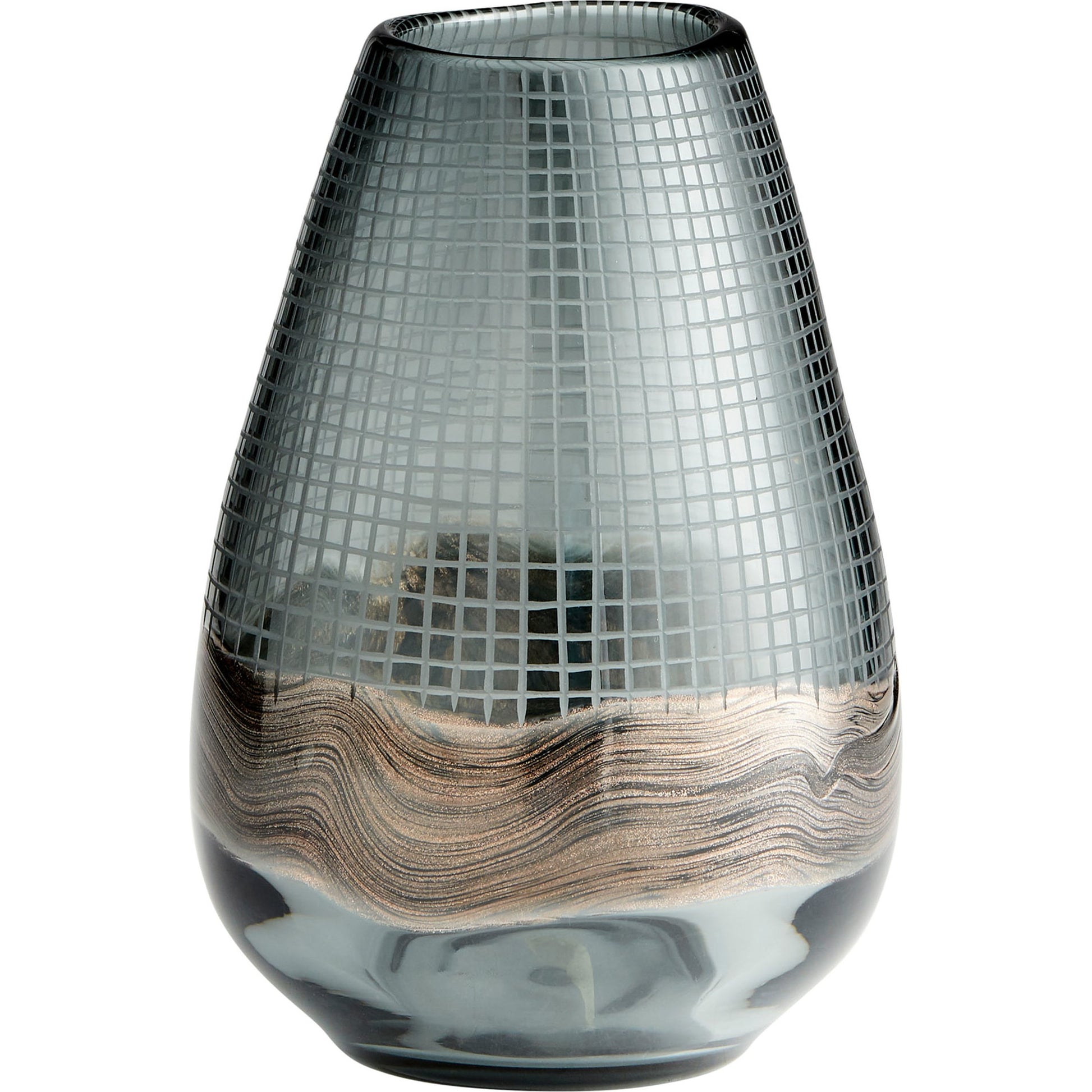 Axiom Vase by Cyan Design in clear, glitter gold. Made from glass in a modern style.