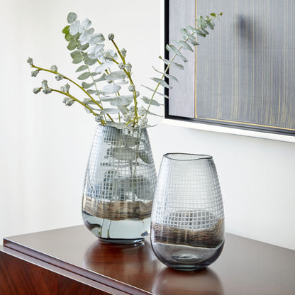 Axiom Vase by Cyan Design in clear, glitter gold. Made from glass in a modern style.