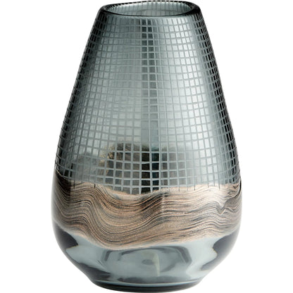 Axiom Vase by Cyan Design in clear, glitter gold. Made from glass in a modern style.