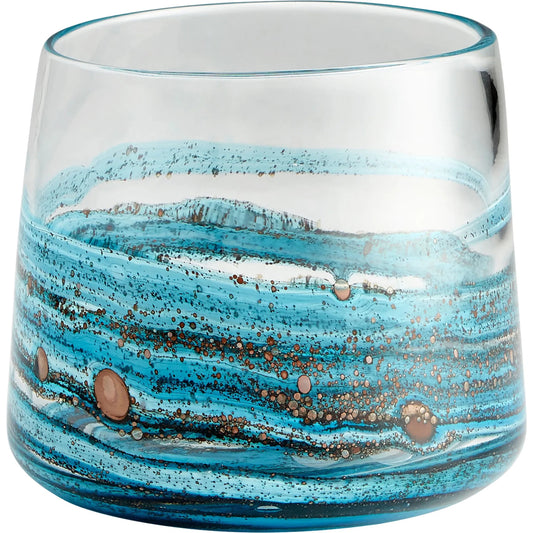 Rogue Vase by Cyan Design in blue, gold dust. Made from glass in a coastal style.