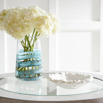 Rogue Vase by Cyan Design in blue, gold dust. Made from glass in a coastal style.