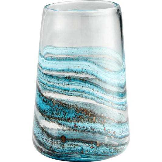 Rogue Vase by Cyan Design in blue, gold dust. Made from glass in a coastal style.