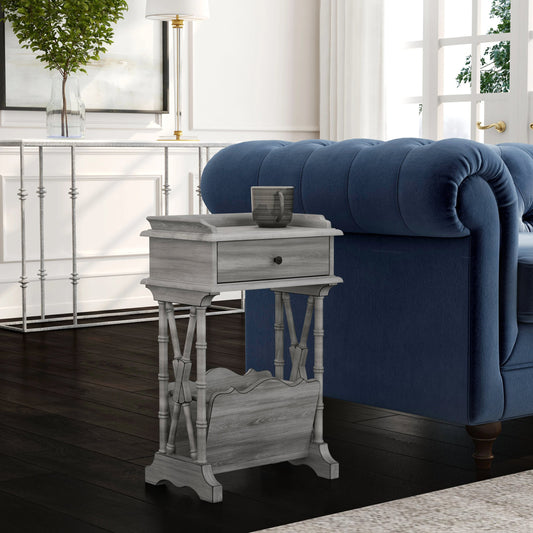 Cummings End Table by Butler Specialty Company in gray and powder gray. Made from poplar solids, birch veneer, mdf in a traditional style.