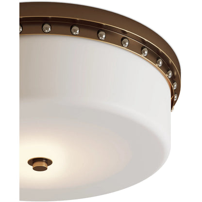 Barnabe Flush Mount by Currey and Company in white, antique brass, polished nickel. Made from glass, metal in a traditional style.