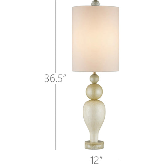 Hutson Table Lamp by Currey and Company in warm ivory, light olive. Made from composite in a unique style.