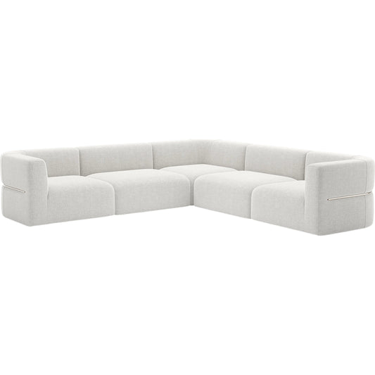 Rhythm L Sectional by Caracole in ivory and neutral metallic. Made from metal in a transitional style.