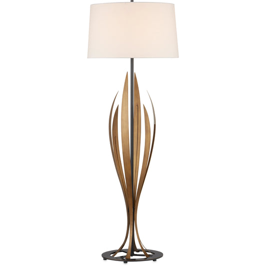 Neilos Floor Lamp by Currey and Company in antique brass, oil rubbed bronze. Made from metal in a modern style.