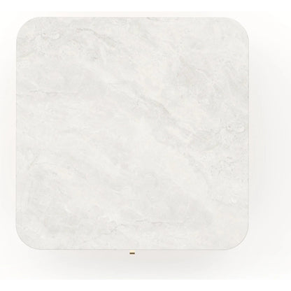 Rhythm End Table by Caracole in oak, linen and sun drenched oak. Made from stone in a transitional style.