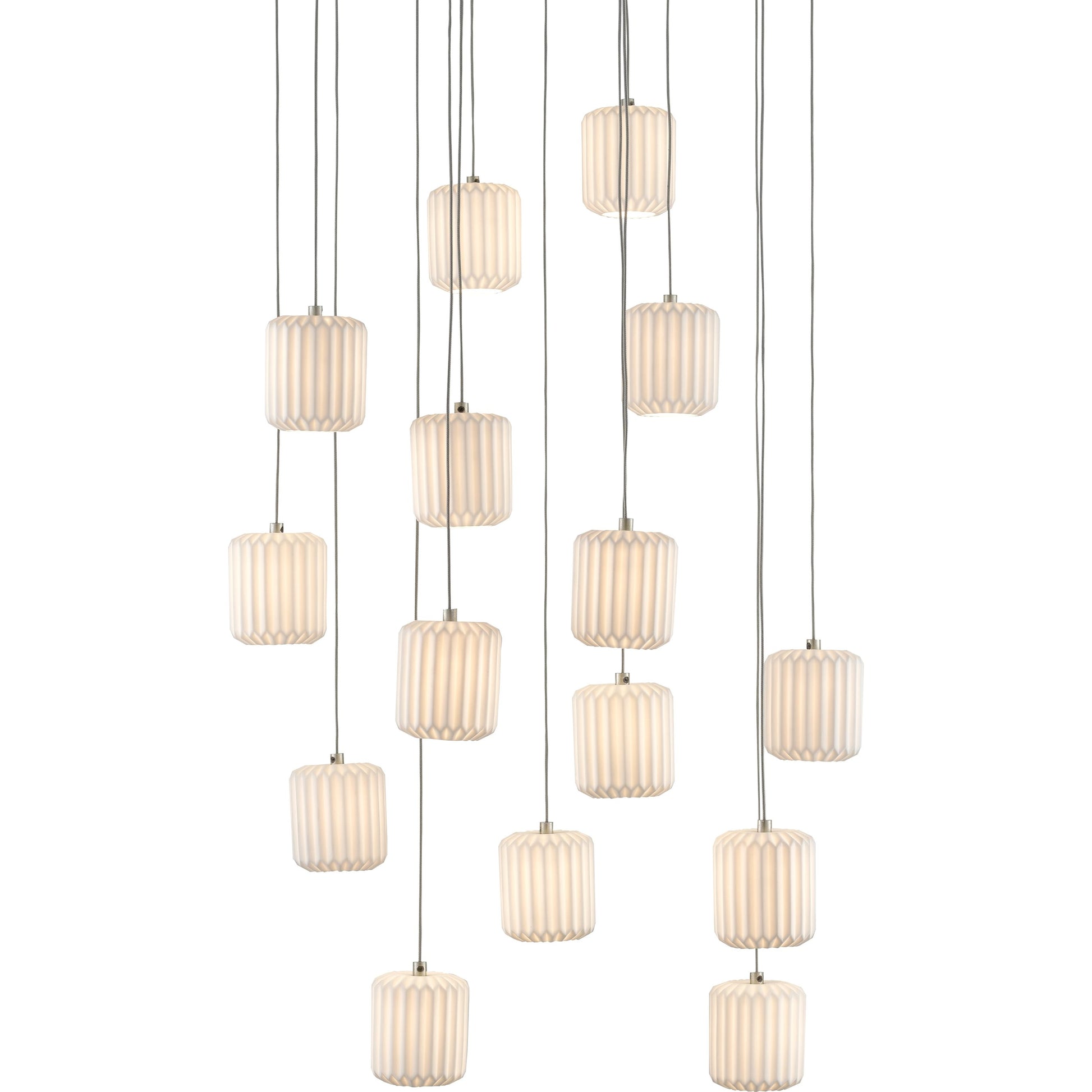 Dove Pendant by Currey and Company in painted silver, white. Made from metal, ceramic in a modern style.