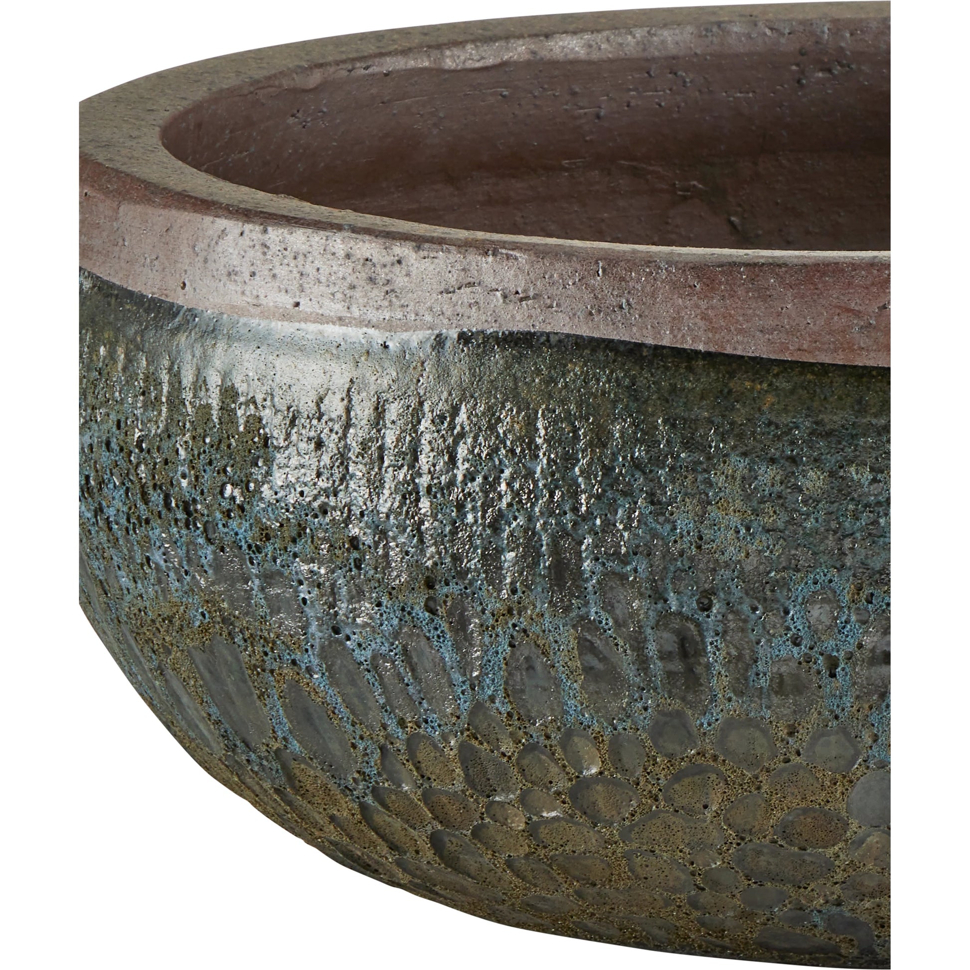 Lyra Planter by Currey and Company in reactive black. Made from ceramic in a modern style.
