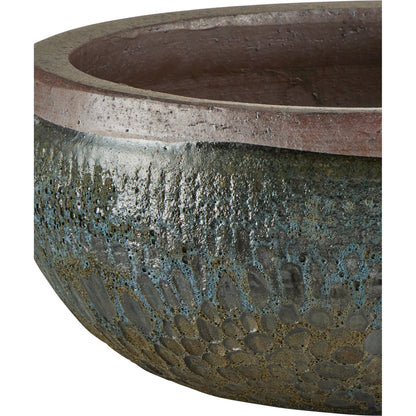Lyra Planter by Currey and Company in reactive black. Made from ceramic in a modern style.