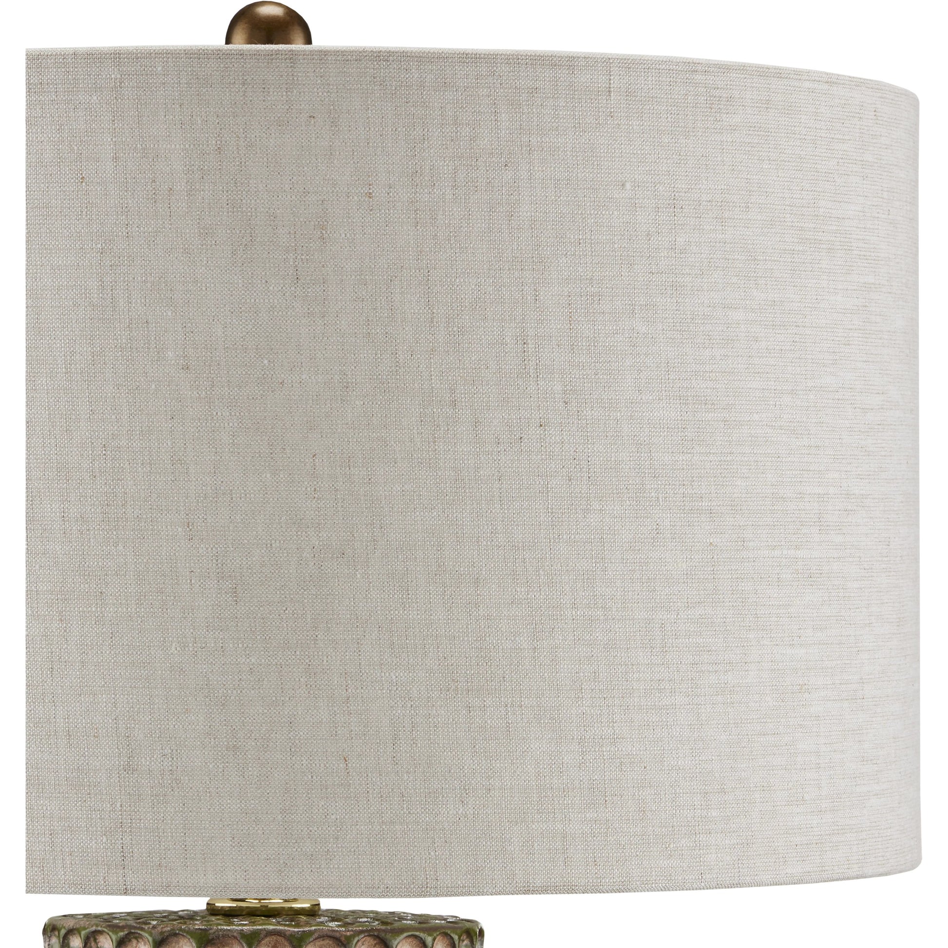 Polka Dot Table Lamp by Currey and Company in reactive blue, polished brass. Made from ceramic in a modern style.