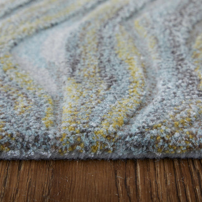 Kawai Rug - KAW8982F by Feizy in blue, green, gray. Made from wool, viscose in a unique style.