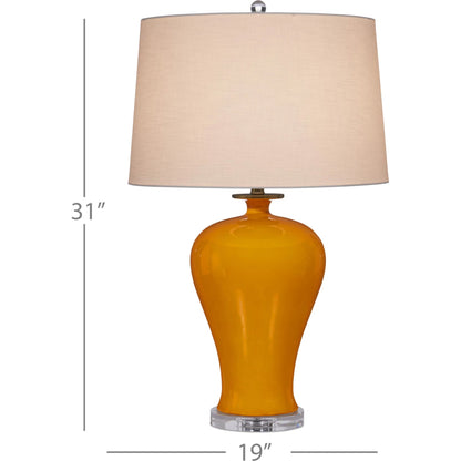 Imperial Yellow Table Lamp by Currey and Company in yellow. Made from porcelain, optic crystal, metal in a modern style.