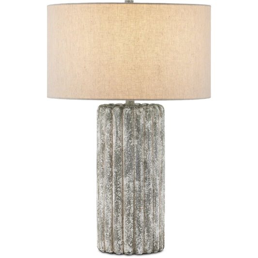 Boudoirs Table Lamp by Currey and Company in dark gray, off-white. Made from concrete in a modern style.