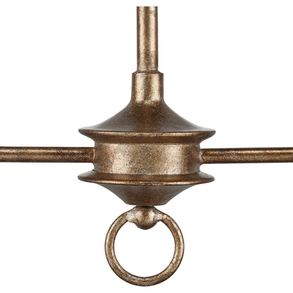 Nottaway Linear Chandelier by Currey and Company. Made from wrought iron in a traditional style.