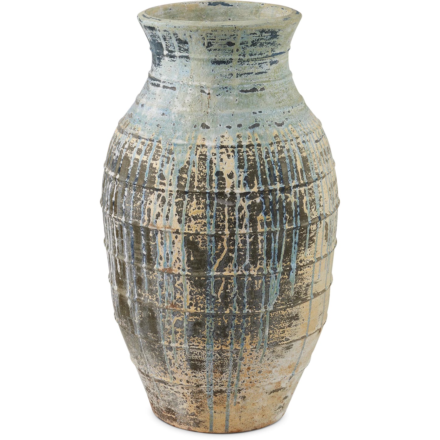 008 SI-2257255 | Primary Silo | Ragusa Urn by Currey and Company in antique white, blue drip. Made from terracotta in a rustic style.