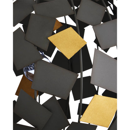 Moon Night Orb Chandelier by Currey and Company in hiroshi gray, contemporary gold leaf. Made from wrought iron in a modern style.