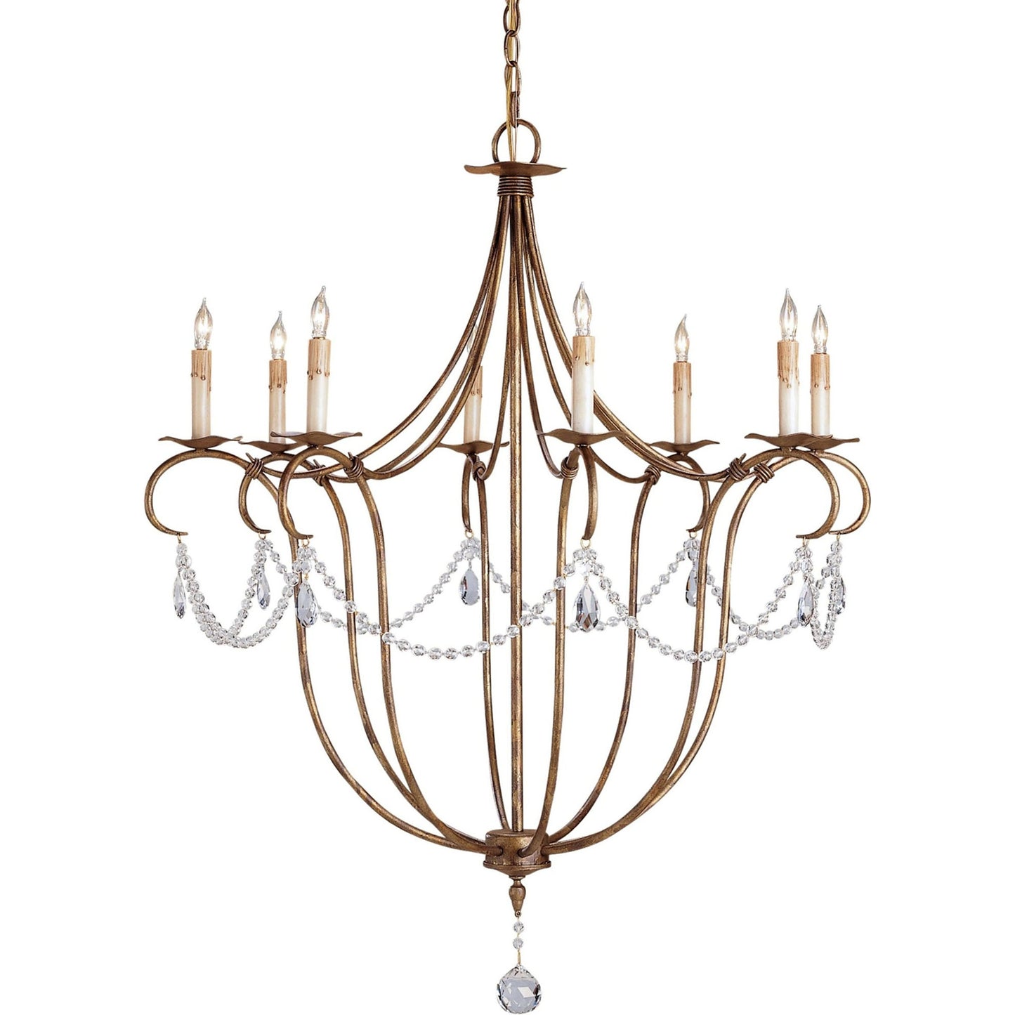 001 S-223956 | Primary Silo | Crystal Light Chandelier by Currey and Company. Made from wrought iron, crystal in a traditional style.