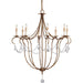 Crystal Light Chandelier by Currey and Company. Made from wrought iron, crystal in a traditional style.
