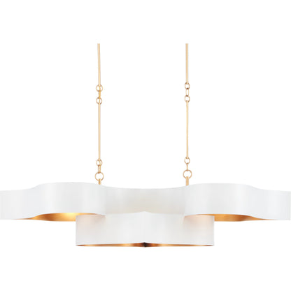 Grand Lotus Oval Chandelier by Currey and Company. Made from wrought iron in a modern style.