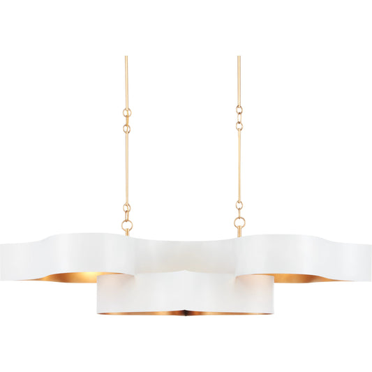 Grand Lotus Oval Chandelier by Currey and Company. Made from wrought iron in a modern style.