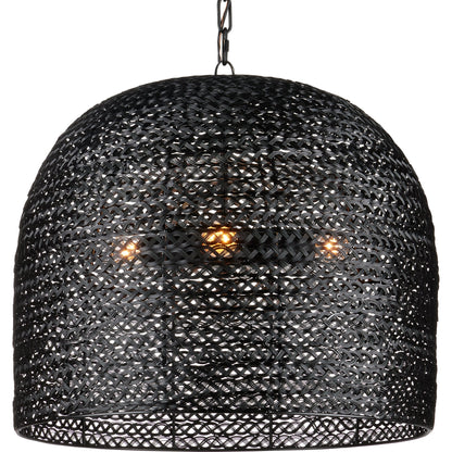 Piero Pendant by Currey and Company in satin black. Made from metal in a cottage & farmhouse style.