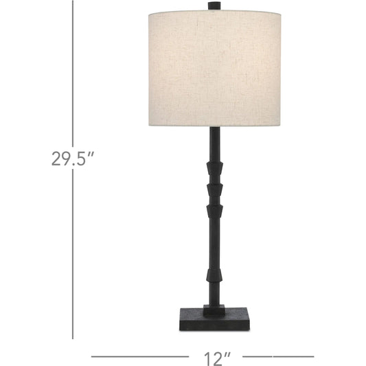 Lohn Table Lamp by Currey and Company in mole black. Made from cast iron in a transitional style.