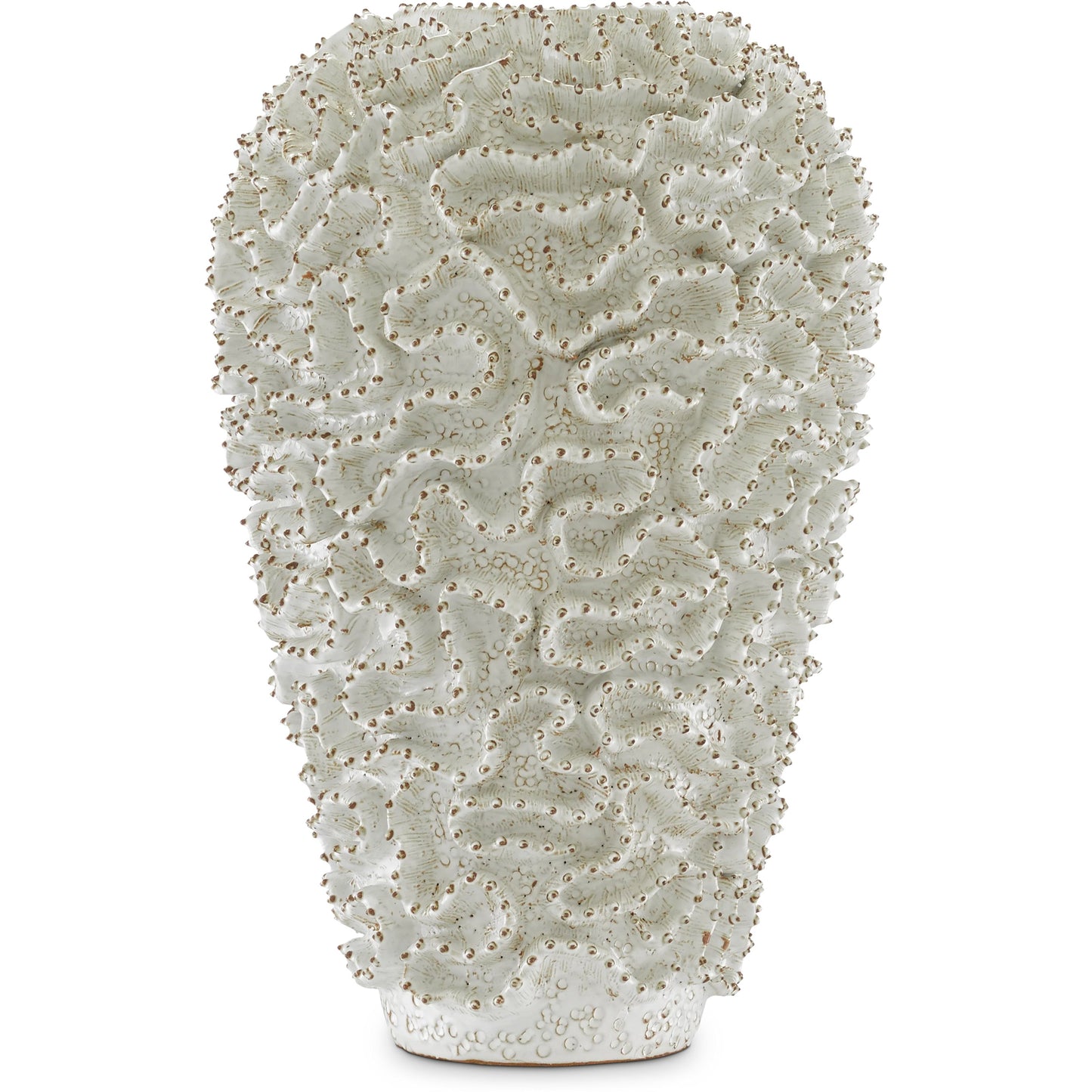 005 SR-823787 | Additional Silo | Swirl Vase by Currey and Company in white, gold. Made from ceramic in a coastal style.