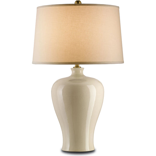 Blaise Table Lamp by Currey and Company in cream crackle. Made from porcelain in a traditional style.
