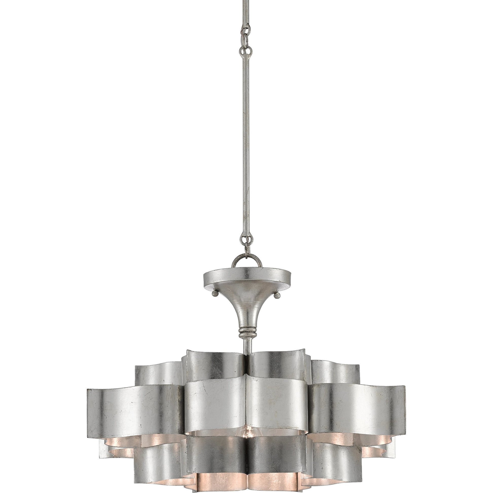 Grand Lotus Pendant/Semi-Flush Mount by Currey and Company. Made from wrought iron in a modern style.