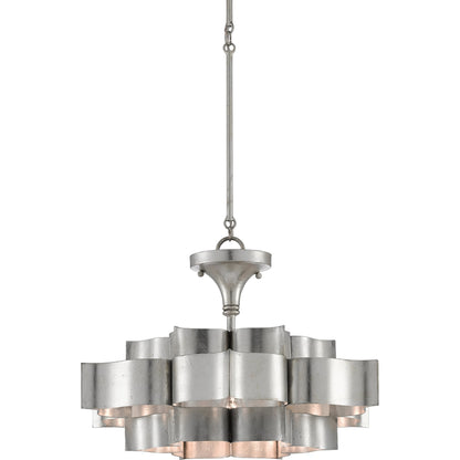 Grand Lotus Pendant/Semi-Flush Mount by Currey and Company. Made from wrought iron in a modern style.