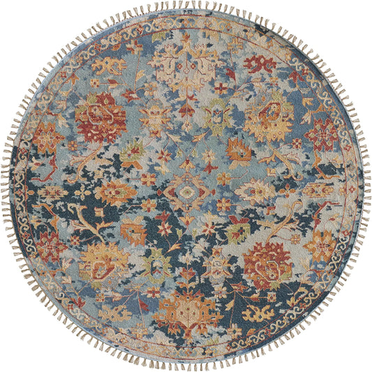 Leylan Transitional & Botanical Rug - 0587F by Feizy in blue, orange, red. Made from unique in a unique style.