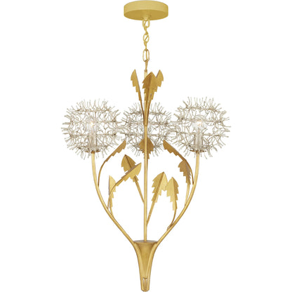 Dandelion Pendant by Currey and Company in contemporary silver leaf, contemporary gold leaf. Made from wrought iron in a modern style.