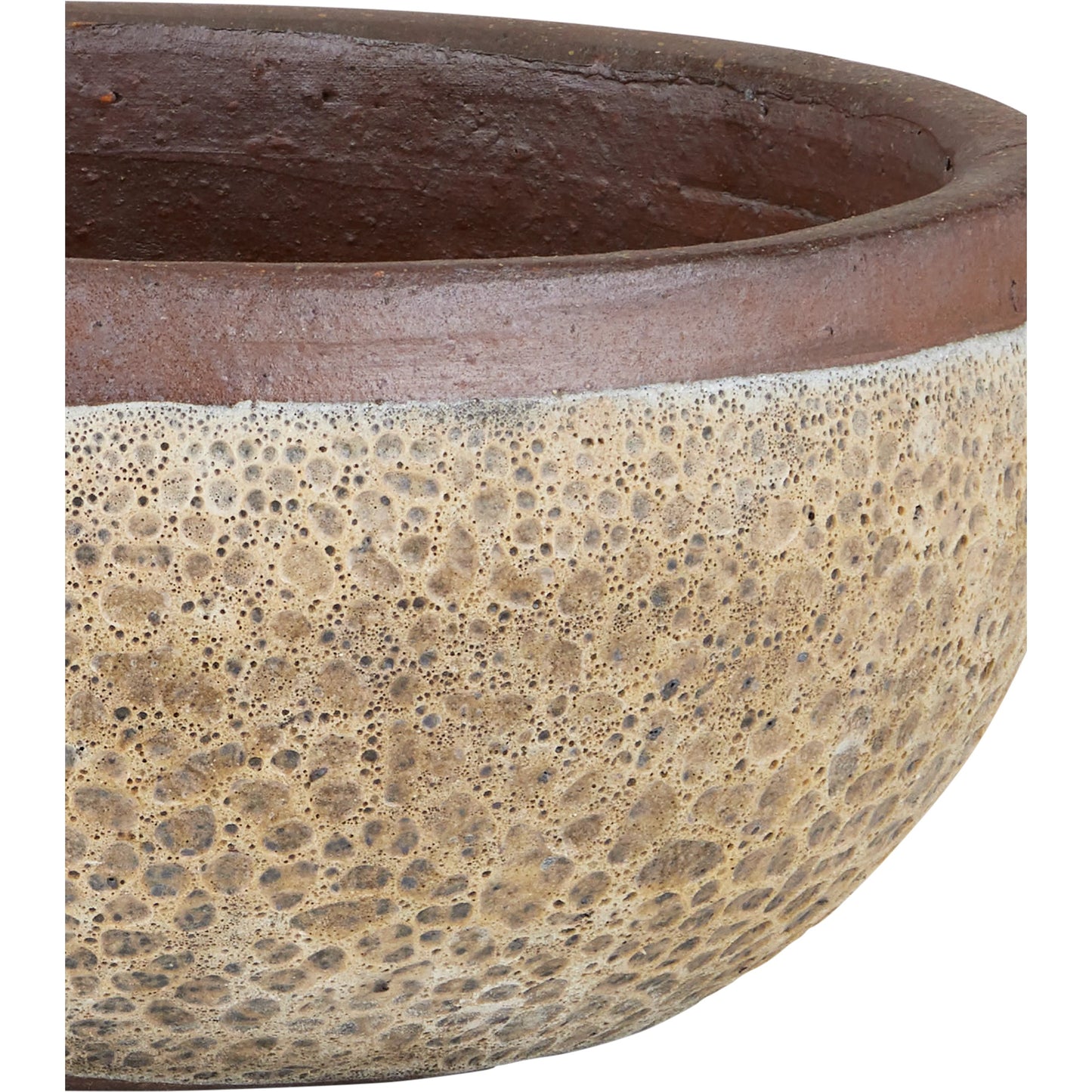 002 SI-2191768 | Closeup | Lyra Beige Planter by Currey and Company in reactive cream. Made from ceramic in a modern style.