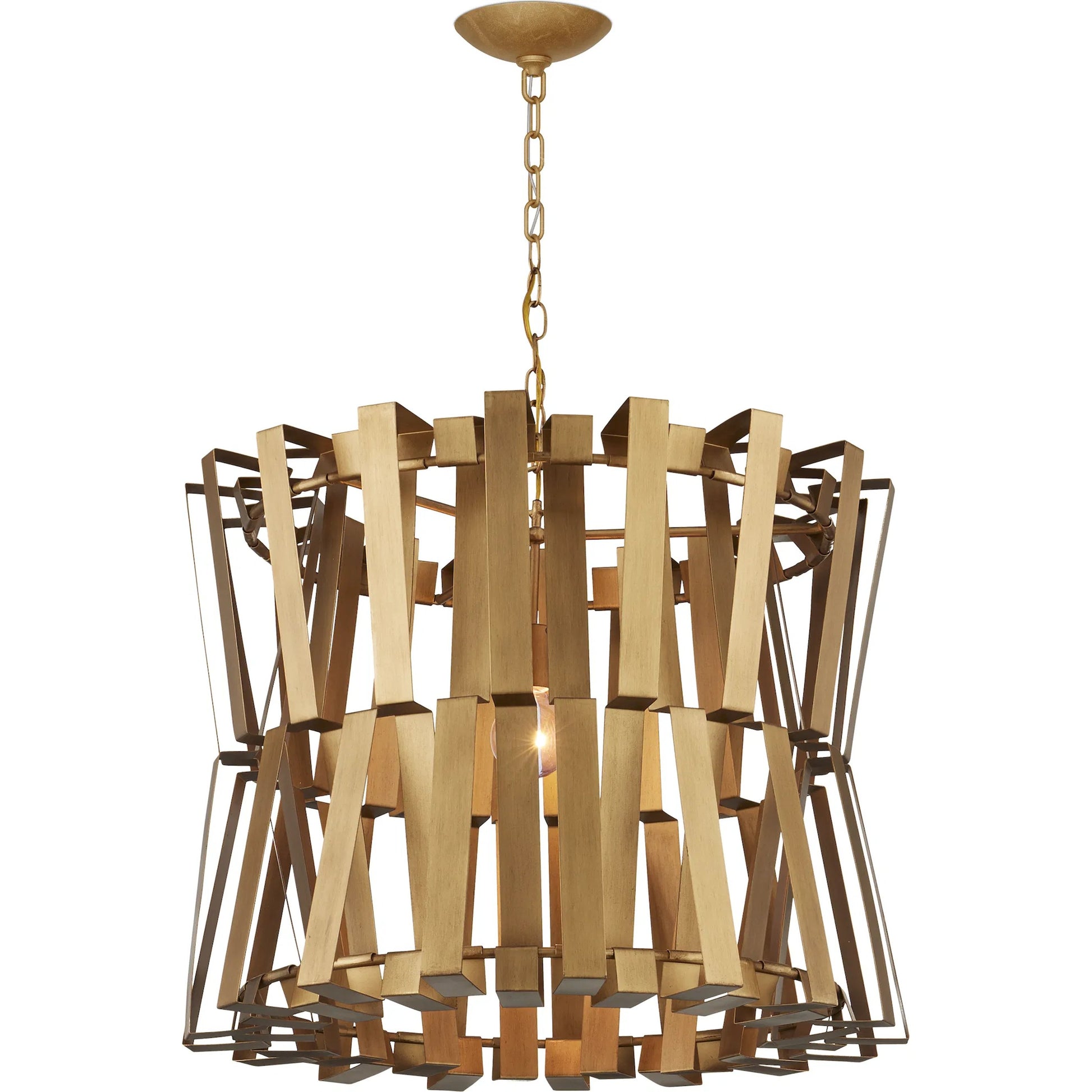 Chaconne Chandelier by Currey and Company in brass. Made from wrought iron in a modern style.