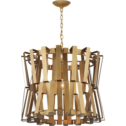 Chaconne Chandelier by Currey and Company in brass. Made from wrought iron in a modern style.