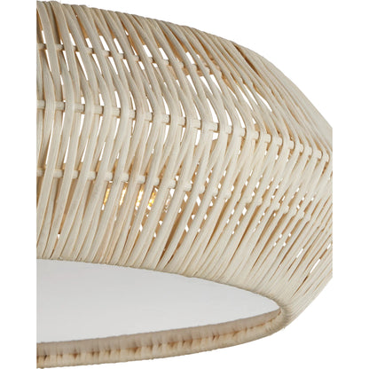 Antibes Semi-Flush Mount by Currey and Company. Made from rattan, wrought iron, acrylic in a rustic style.