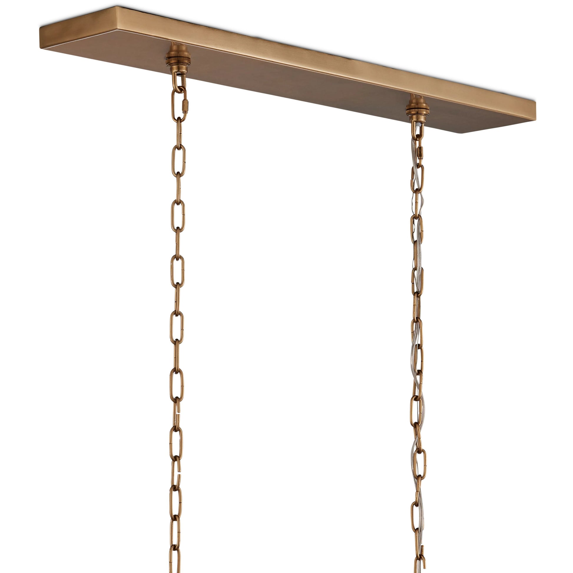 Daze Chandelier by Currey and Company in white, antique brass. Made from glass, brass, metal in a modern style.