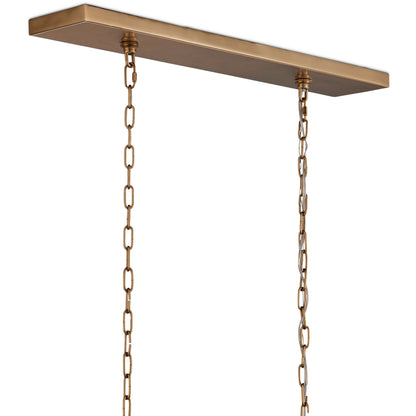 Daze Chandelier by Currey and Company in white, antique brass. Made from glass, brass, metal in a modern style.