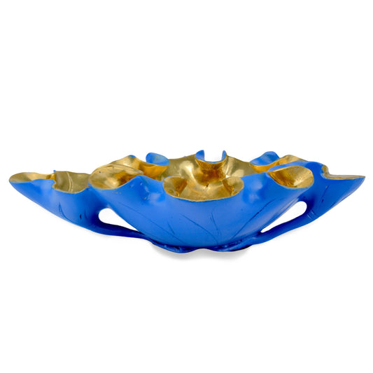 Wrapped Lotus Leaf Bowl by Currey and Company. Made from bronze in a modern style.