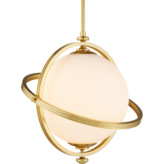 Astral Pendant by Currey and Company in white, brass. Made from glass, aluminum in a transitional style.