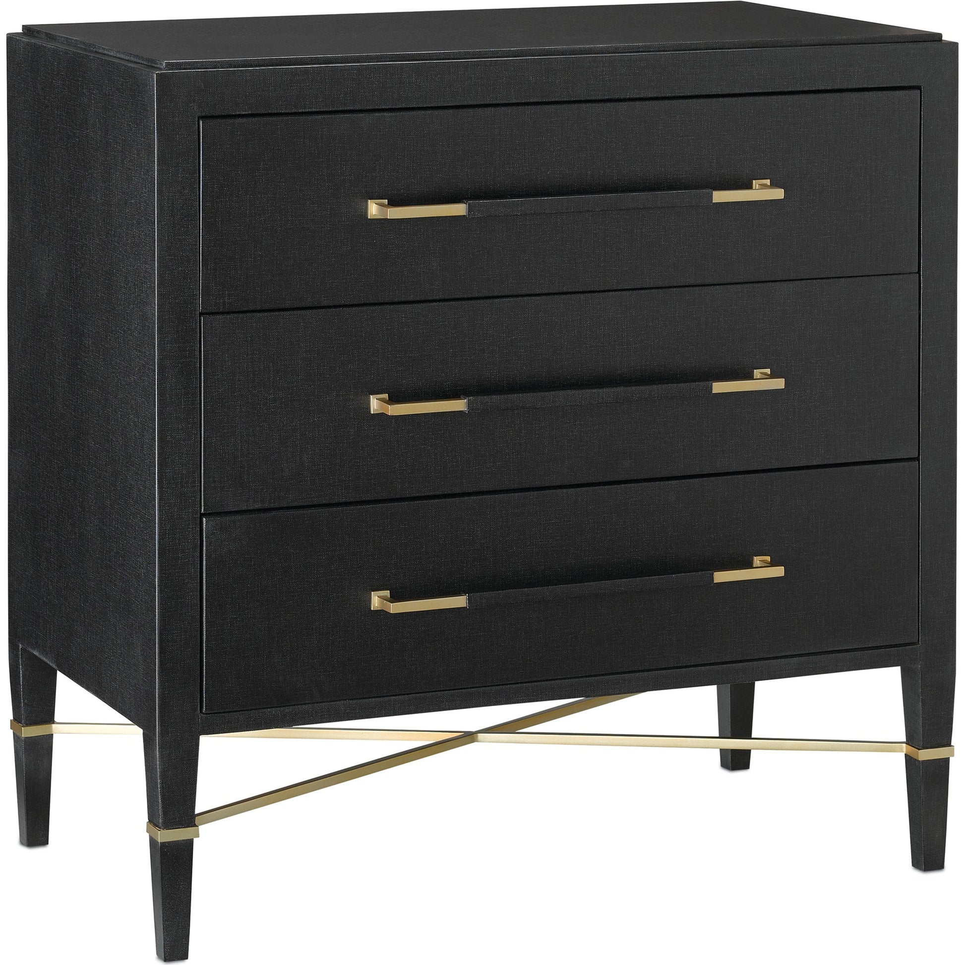 Verona Chest by Currey and Company in black, champagne. Made from solid wood, engineered hardwood in a modern style.