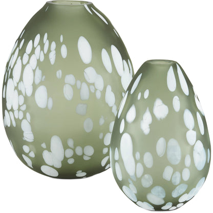 Hana Vase Set by Currey and Company in green, white. Made from glass in a transitional style.