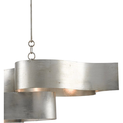 Grand Lotus Oval Chandelier by Currey and Company. Made from wrought iron in a modern style.
